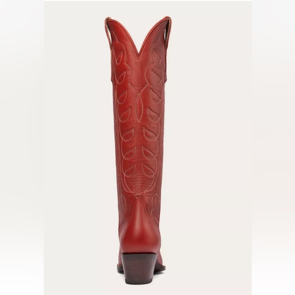 Anthropologie CITY Boots The Montrose Cowboy Boots Red Leather Tall - Picture 13 of 13